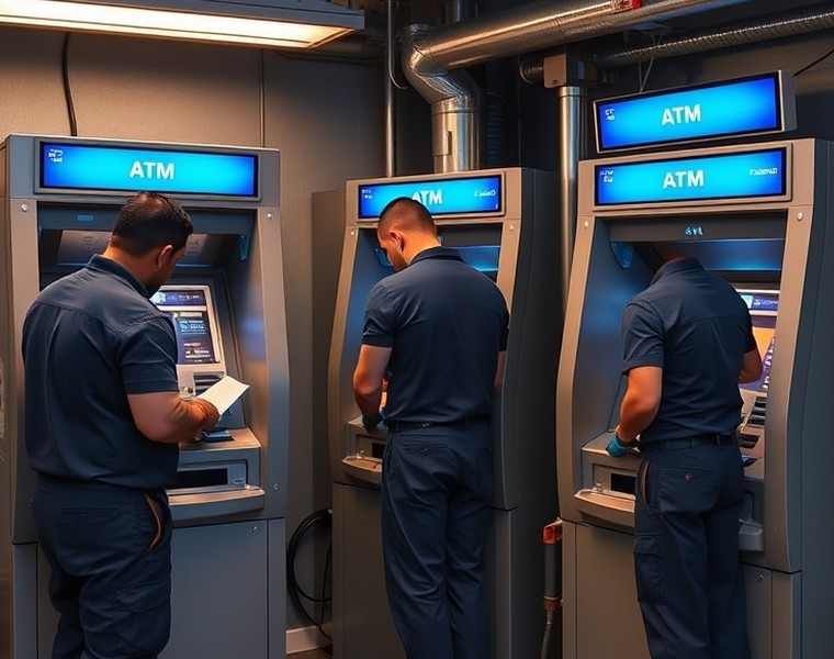 ATMの保守作業を行う技術者